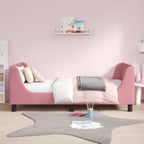 Barnsängram med sänggavel Rosa 80 x 160 cm Sammet