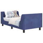 Barnsängram med sänggavel Polisblå 80 x 160 cm Sammet