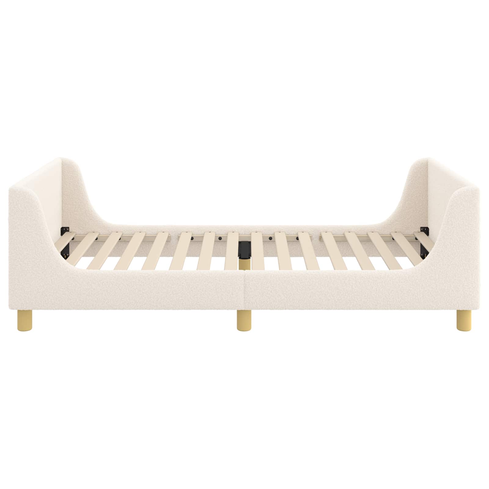 Barnsängram med sänggavel Kräm 80 x 200 cm Sjöfåls tyg