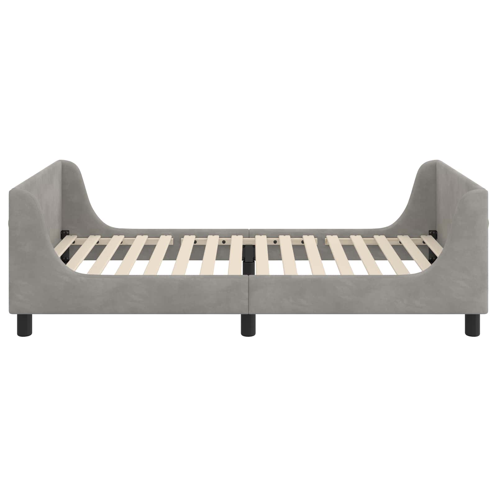 Barnsängram med sänggavel Ljusgrå 80 x 200 cm Sammet