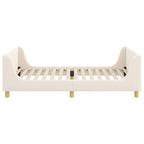 Barnsängram med sänggavel Kräm 90 x 190 cm Sjöfåls tyg