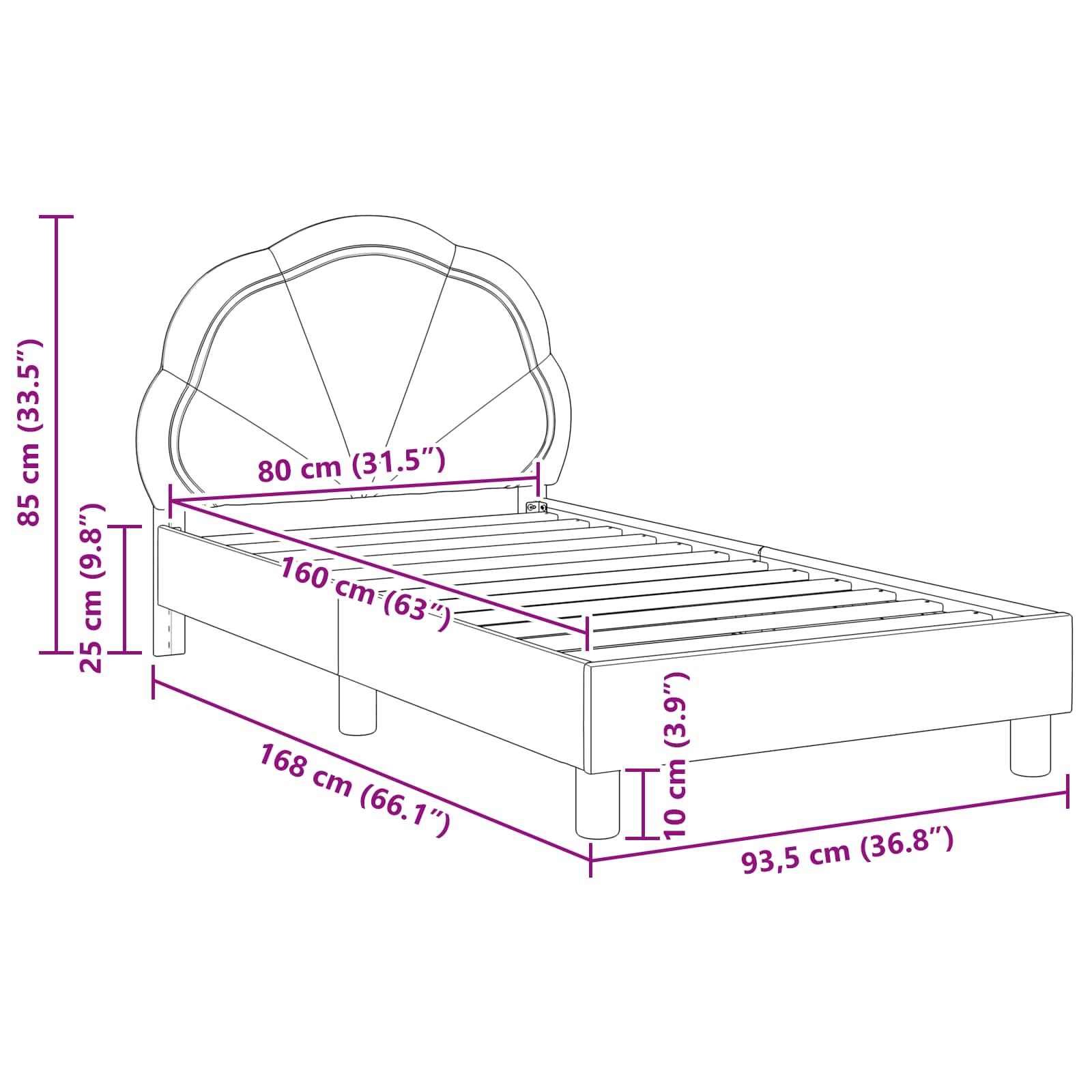 Barnsängram med sänggavel Svart 80 x 160 cm Sammet