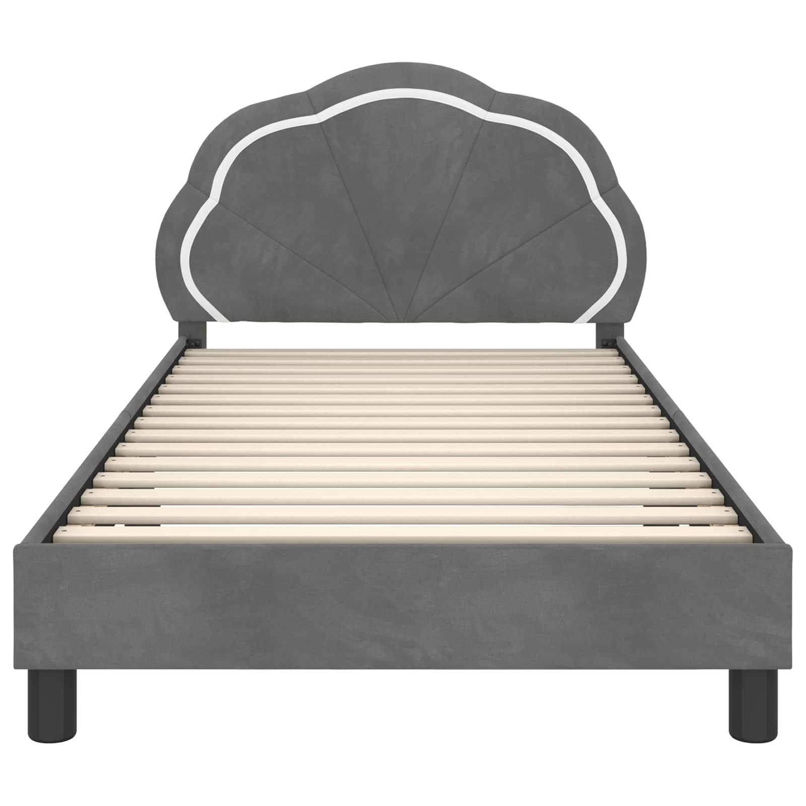 Barnsängram med sänggavel Mörkgrå 90 x 200 cm Sammet