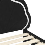 Barnsängram med sänggavel Svart 90 x 200 cm Sammet