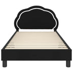 Barnsängram med sänggavel Svart 90 x 200 cm Sammet