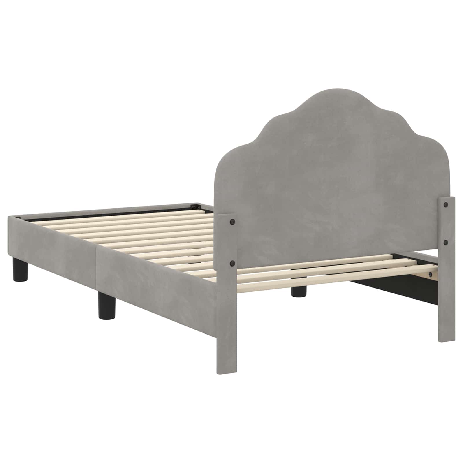 Barnsängram med sänggavel Ljusgrå 80 x 160 cm Sammet