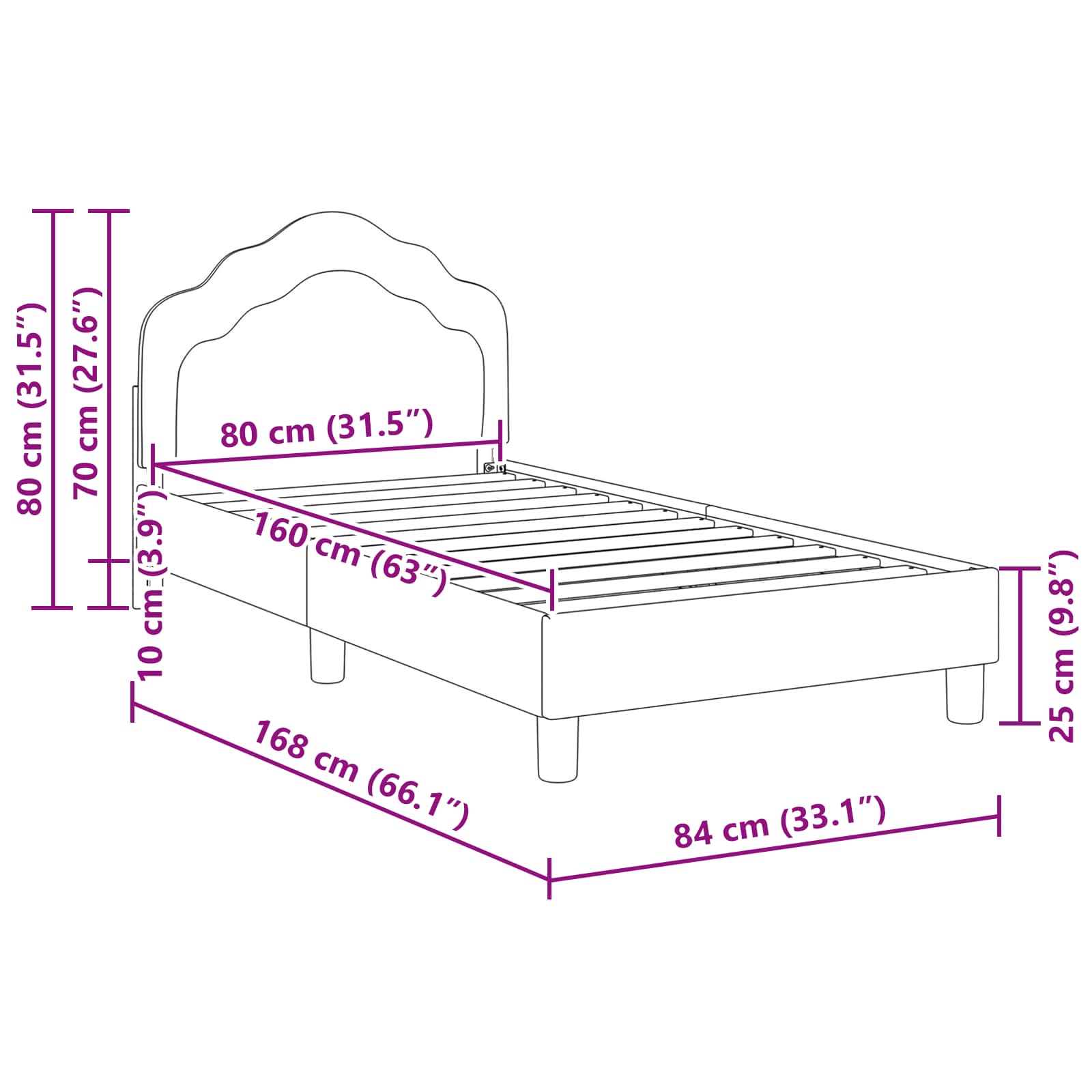 Barnsängram med sänggavel Mörkgrå 80 x 160 cm Sammet