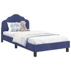 Barnsängram med sänggavel Polisblå 90 x 190 cm Sammet