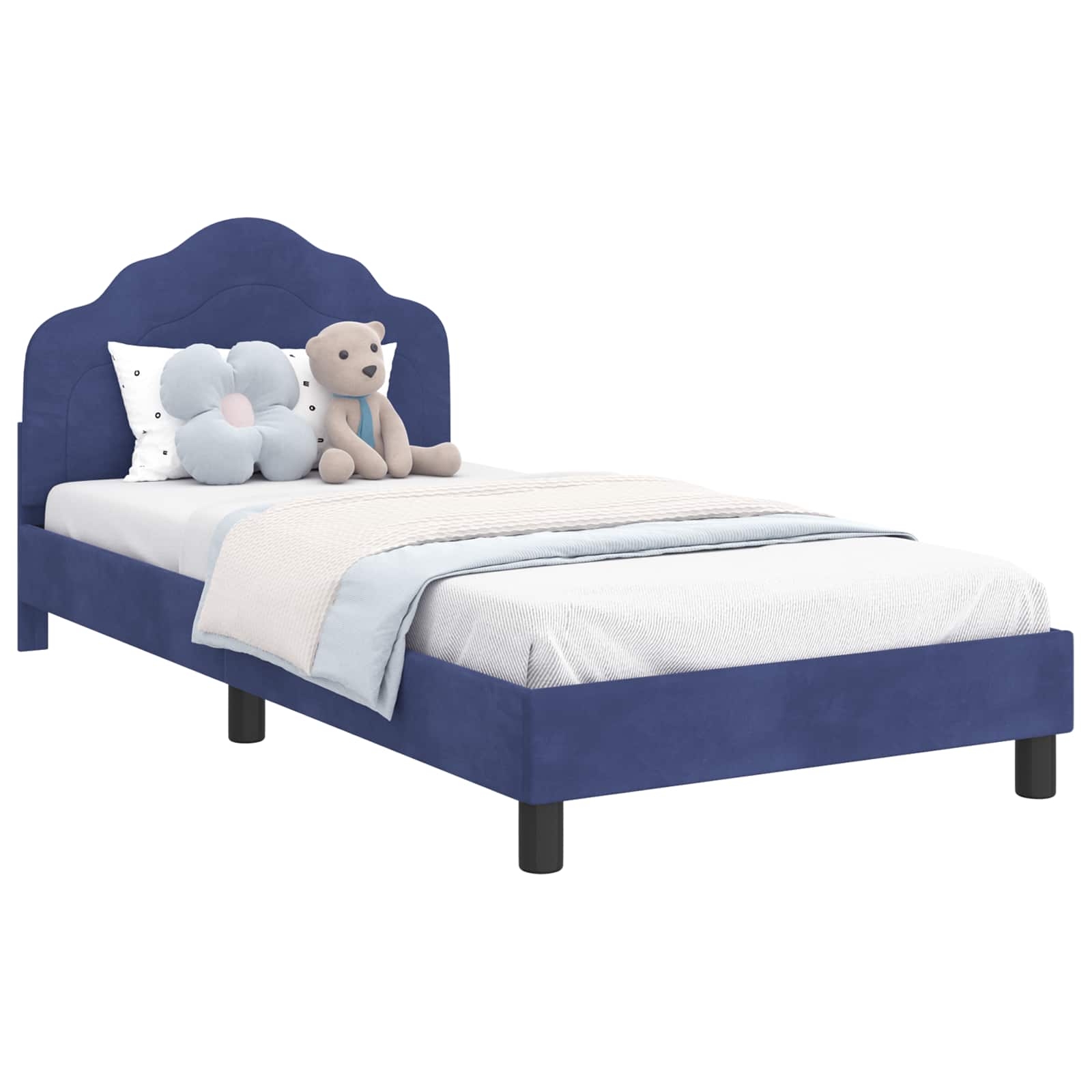 Barnsängram med sänggavel Polisblå 90 x 200 cm Sammet
