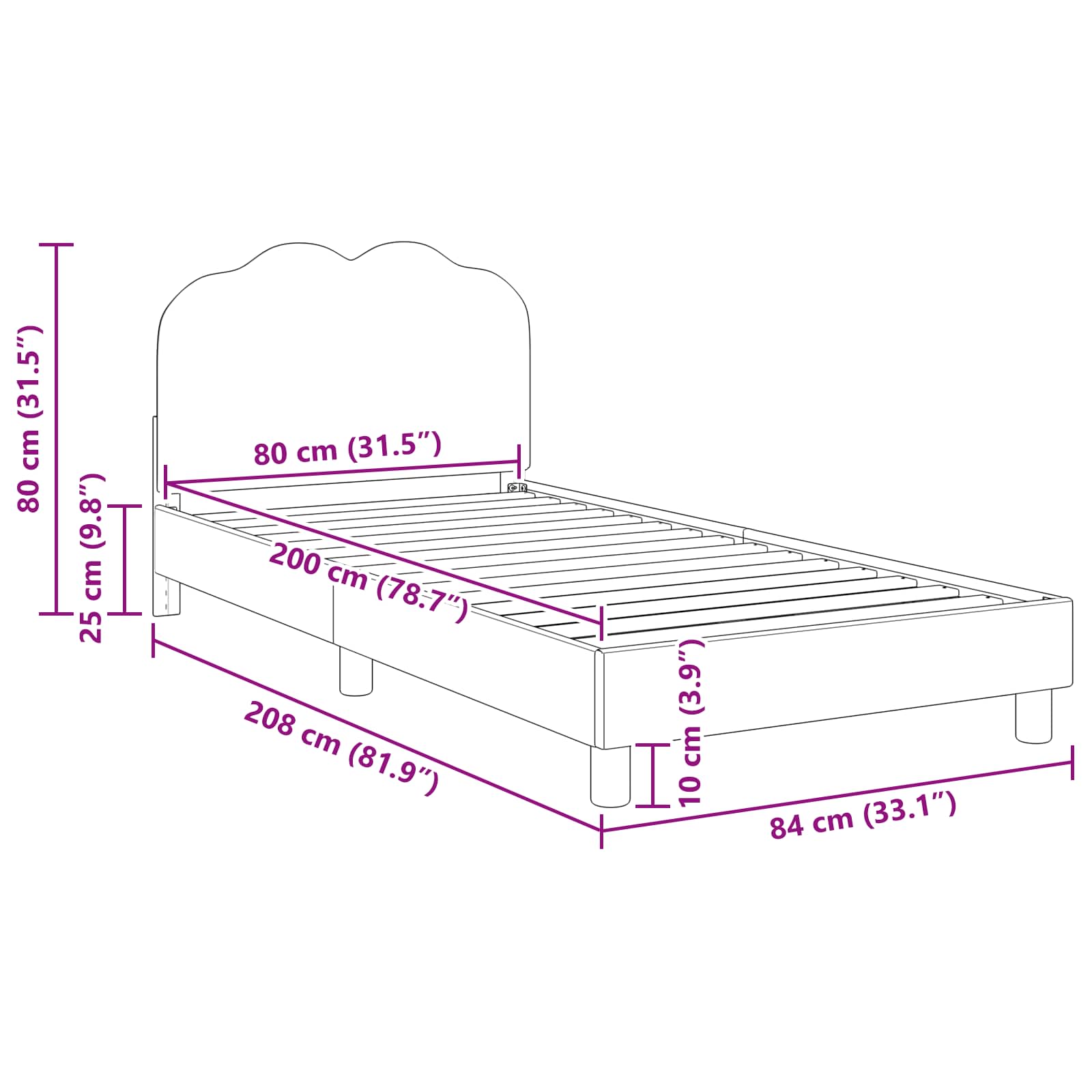 Barnsängram med sänggavel Ljusgrå 80 x 200 cm Sjöfåls tyg