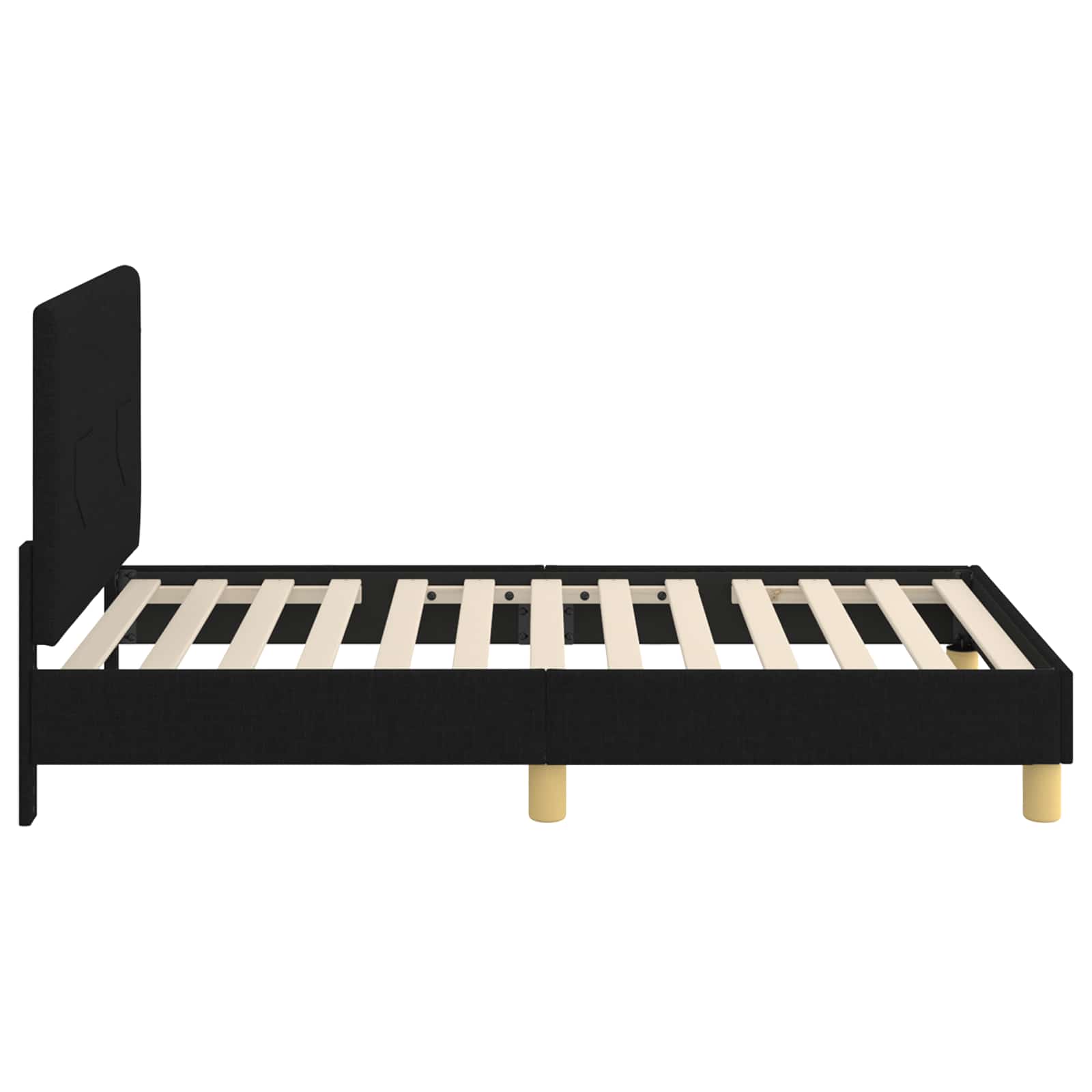 Barnsängram med sänggavel med huvudgavel Svart 80 x 160 cm tyg