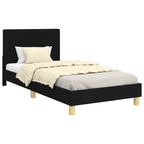 Barnsängram med sänggavel med huvudgavel Svart 80 x 200 cm tyg