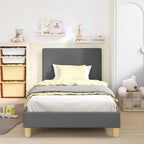 Barnsängram med sänggavel Mörkgrå 90 x 190 cm tyg