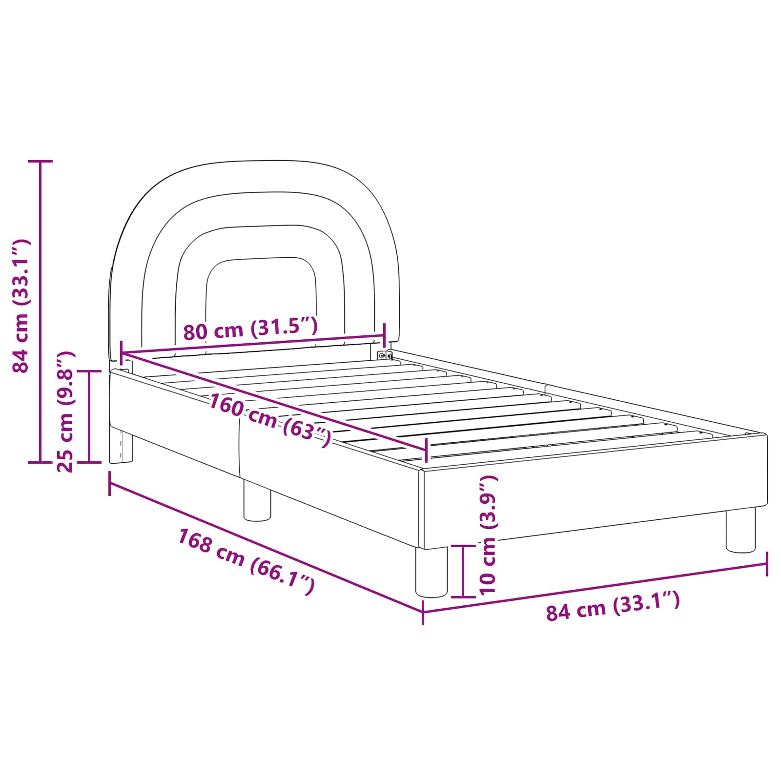 Barnsängram med sänggavel Rosa 80 x 160 cm Sammet