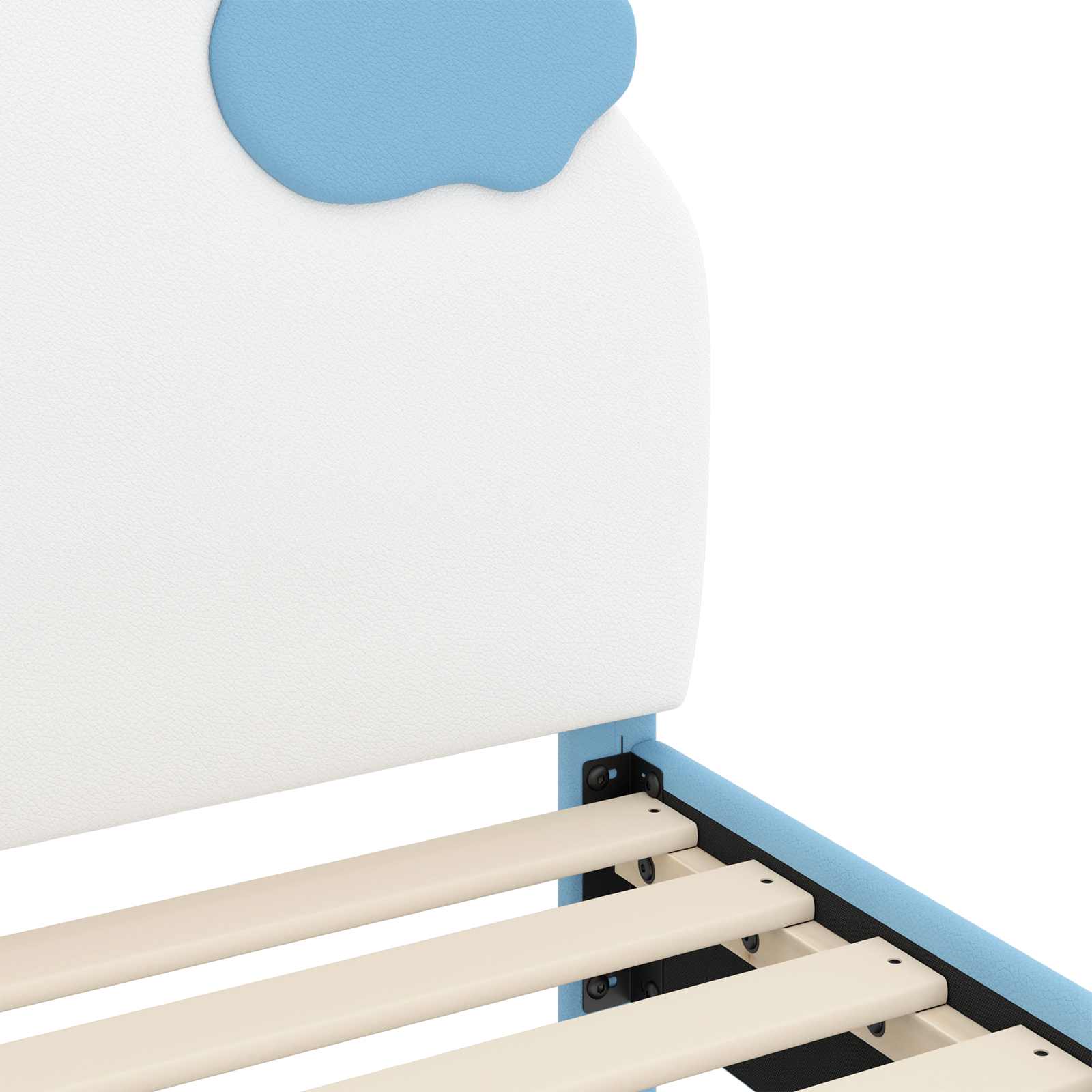 Barnsängram med sänggavel med huvudgavel Blå 80 x 160 cm PU