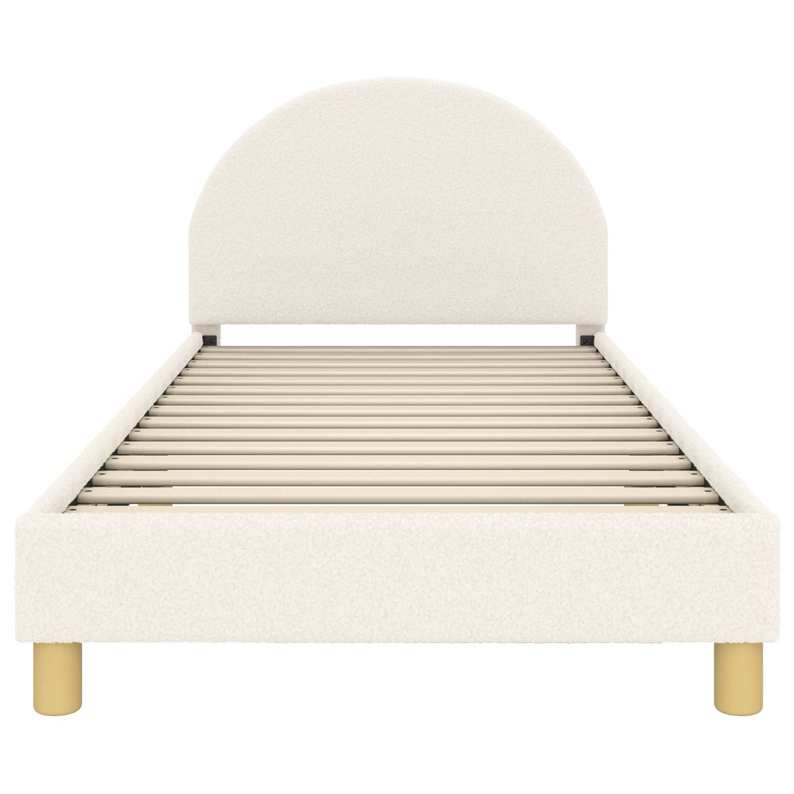 Barnsängram med sänggavel Kräm 90 x 190 cm Sjöfåls tyg