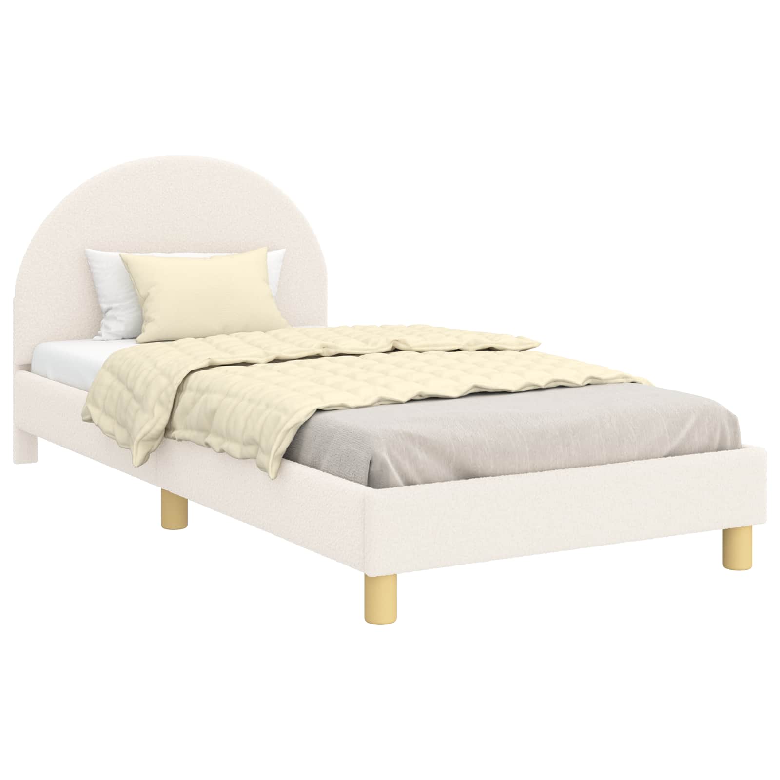 Barnsängram med sänggavel Kräm 90 x 200 cm Sjöfåls tyg