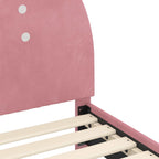 Barnsängram med sänggavel Rosa 80 x 200 cm Sammet