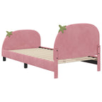 Barnsängram med sänggavel Rosa 90 x 190 cm Sammet