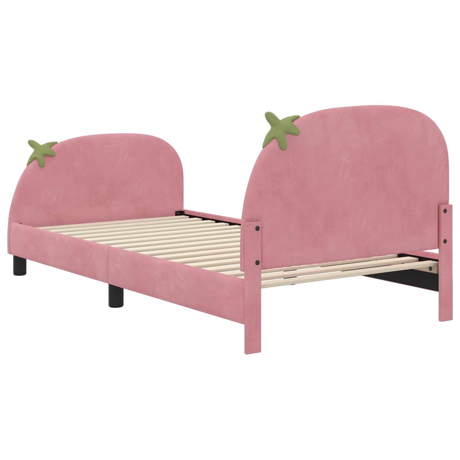 Barnsängram med sänggavel Rosa 90 x 190 cm Sammet