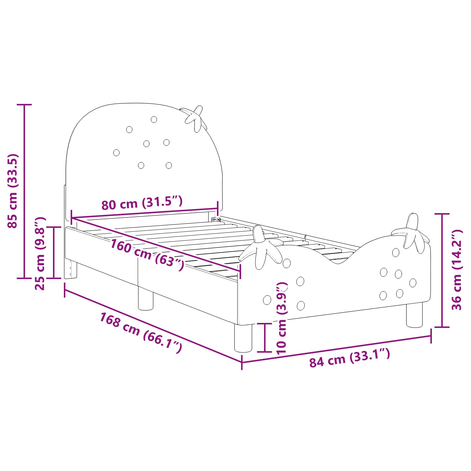 Barnsängram med sänggavel Rosa 80 x 160 cm Sammet