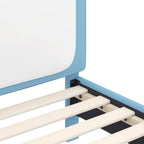 Barnsängram med sänggavel med huvudgavel Blå 80 x 160 cm PU