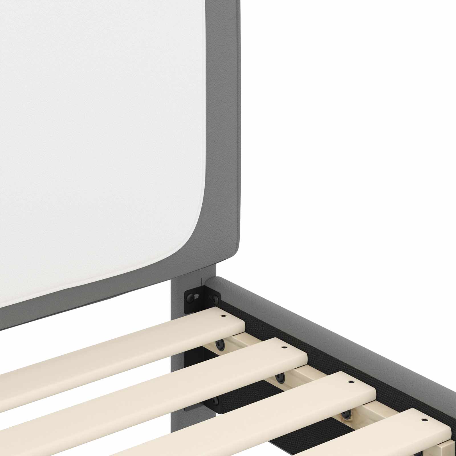 Barnsängram med sänggavel med huvudgavel Ljusgrå 80 x 200 cm PU