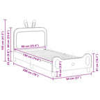 Barnsängram med sänggavel med huvudgavel Ljusgrå 90 x 190 cm PU