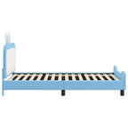 Barnsängram med sänggavel med huvudgavel Blå 90 x 200 cm PU