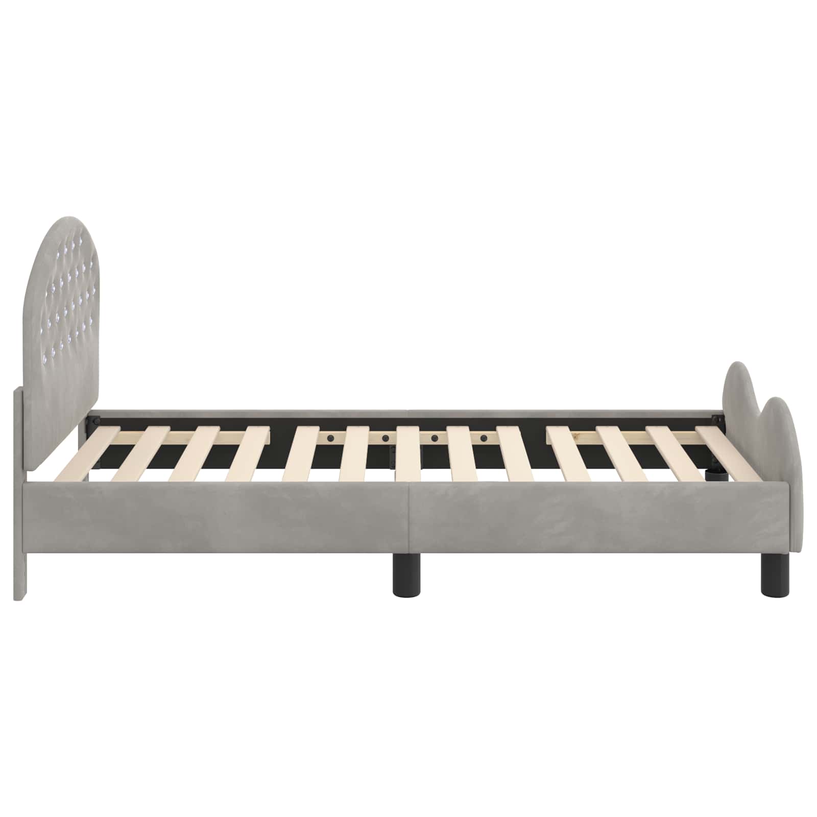 Barnsängram med sänggavel Ljusgrå 80 x 160 cm Sammet