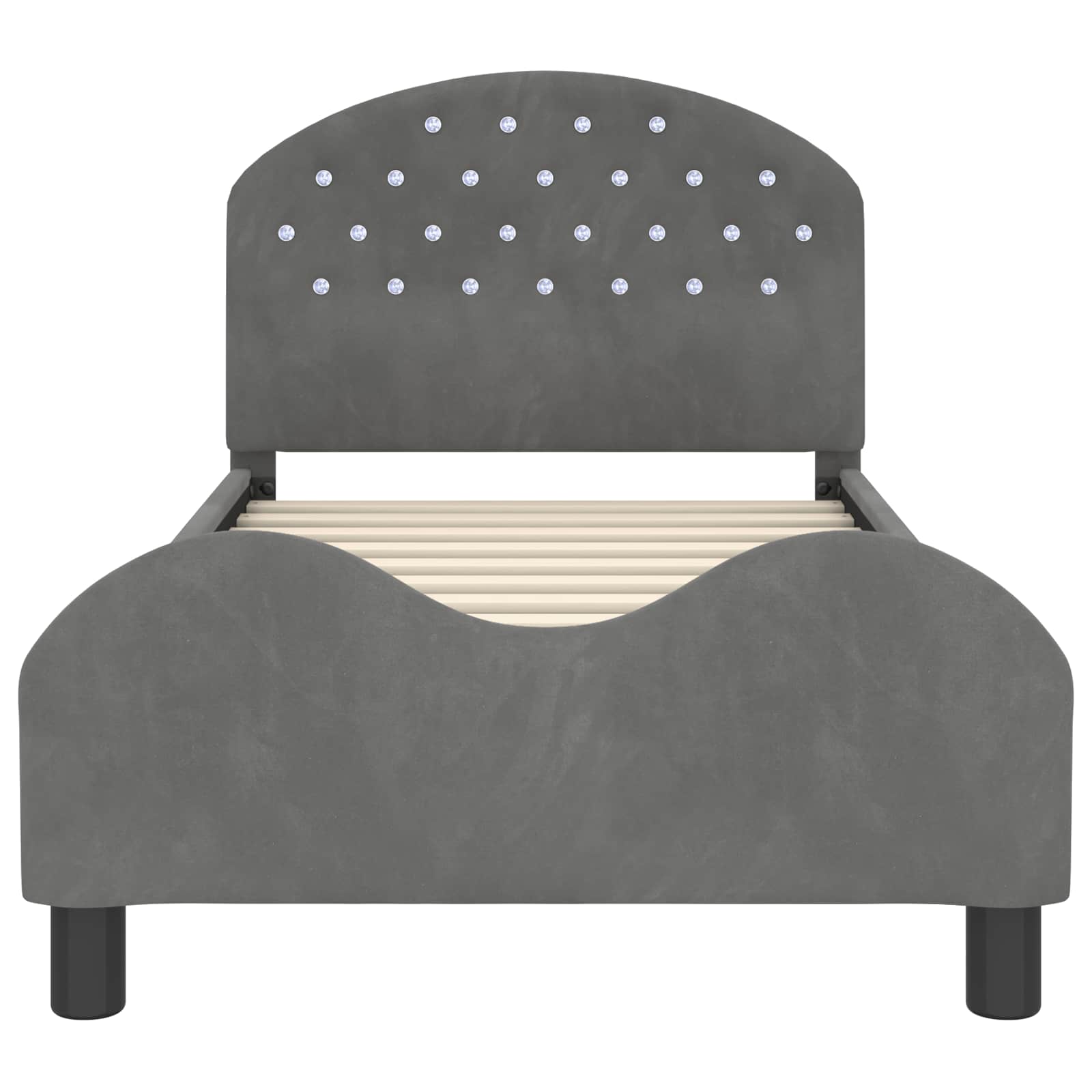 Barnsängram med sänggavel Mörkgrå 80 x 160 cm Sammet