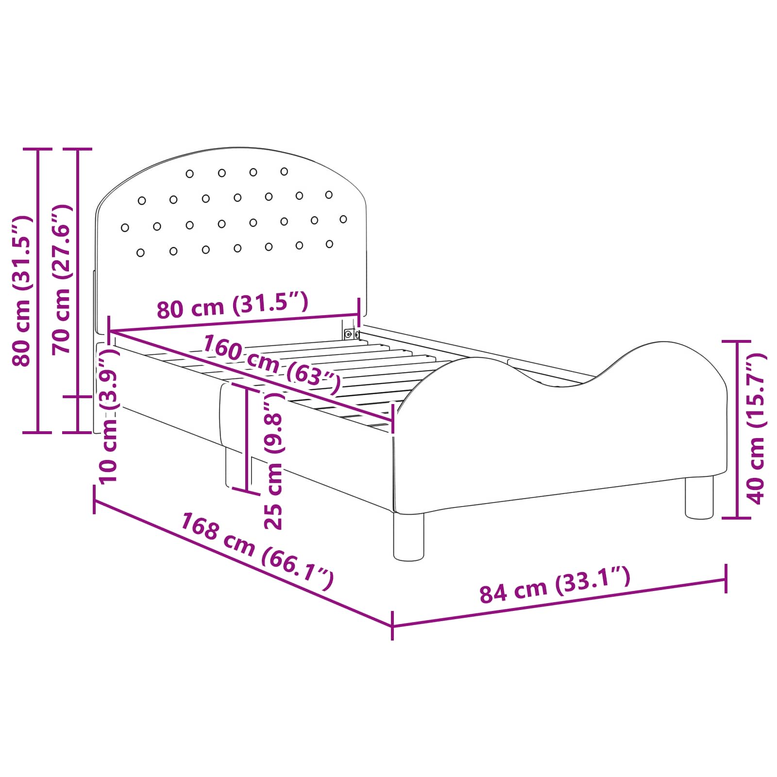 Barnsängram med sänggavel Mörkgrå 80 x 160 cm Sammet