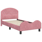 Barnsängram med sänggavel Rosa 80 x 160 cm Sammet