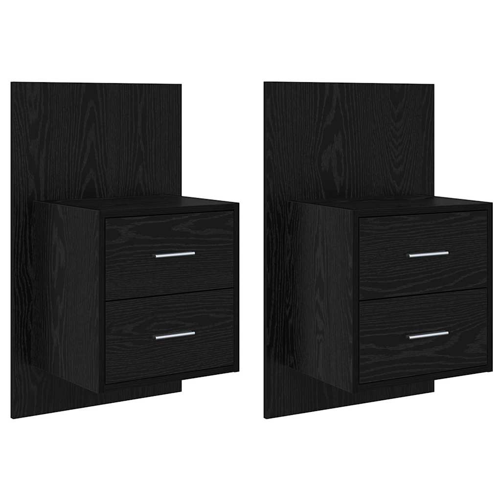 Vornessa - Väggmonterad sänggavel 2 pcs Svart Ek 48,5 x 32,5 x 80 cm