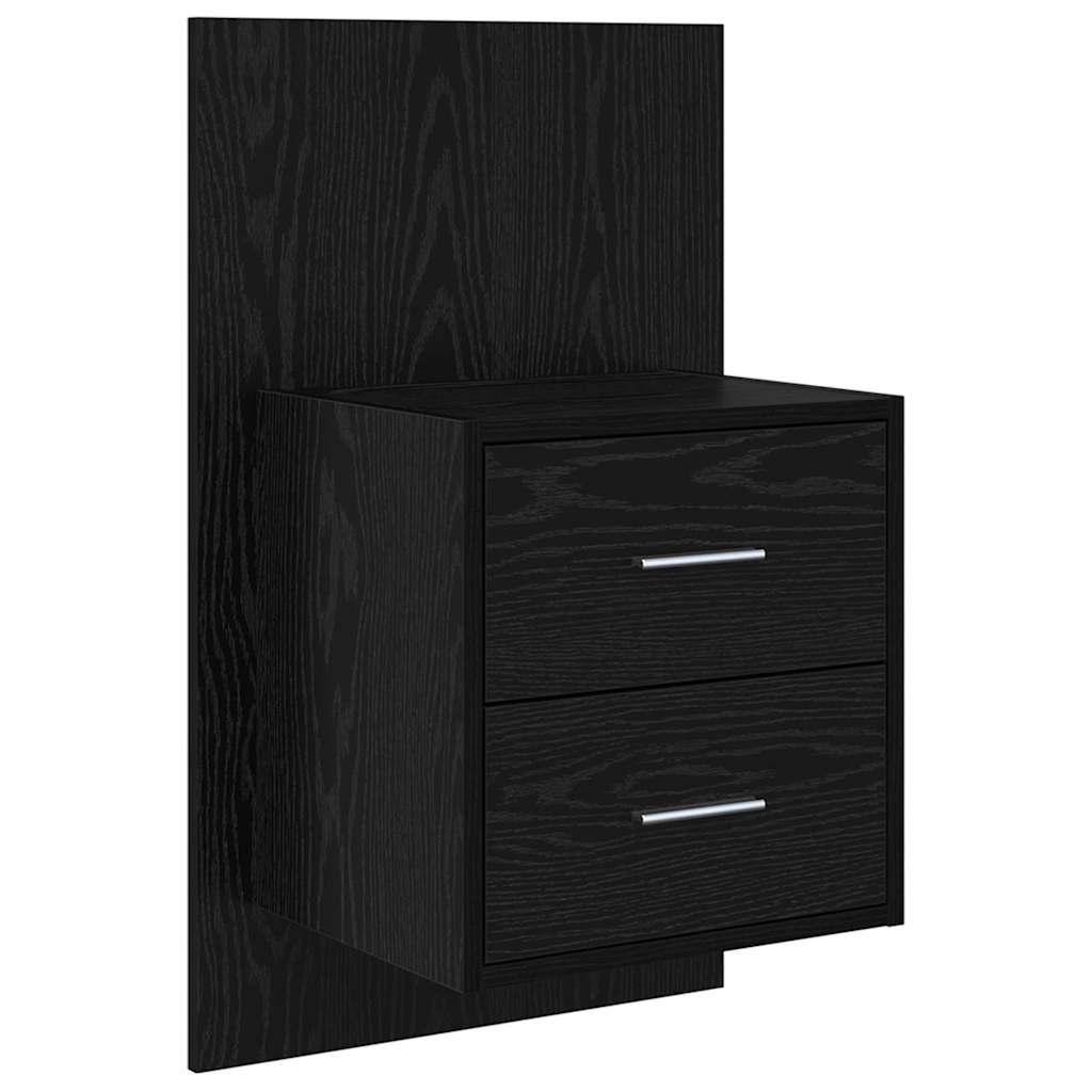 Vornessa - Väggmonterad sänggavel 2 pcs Svart Ek 48,5 x 32,5 x 80 cm