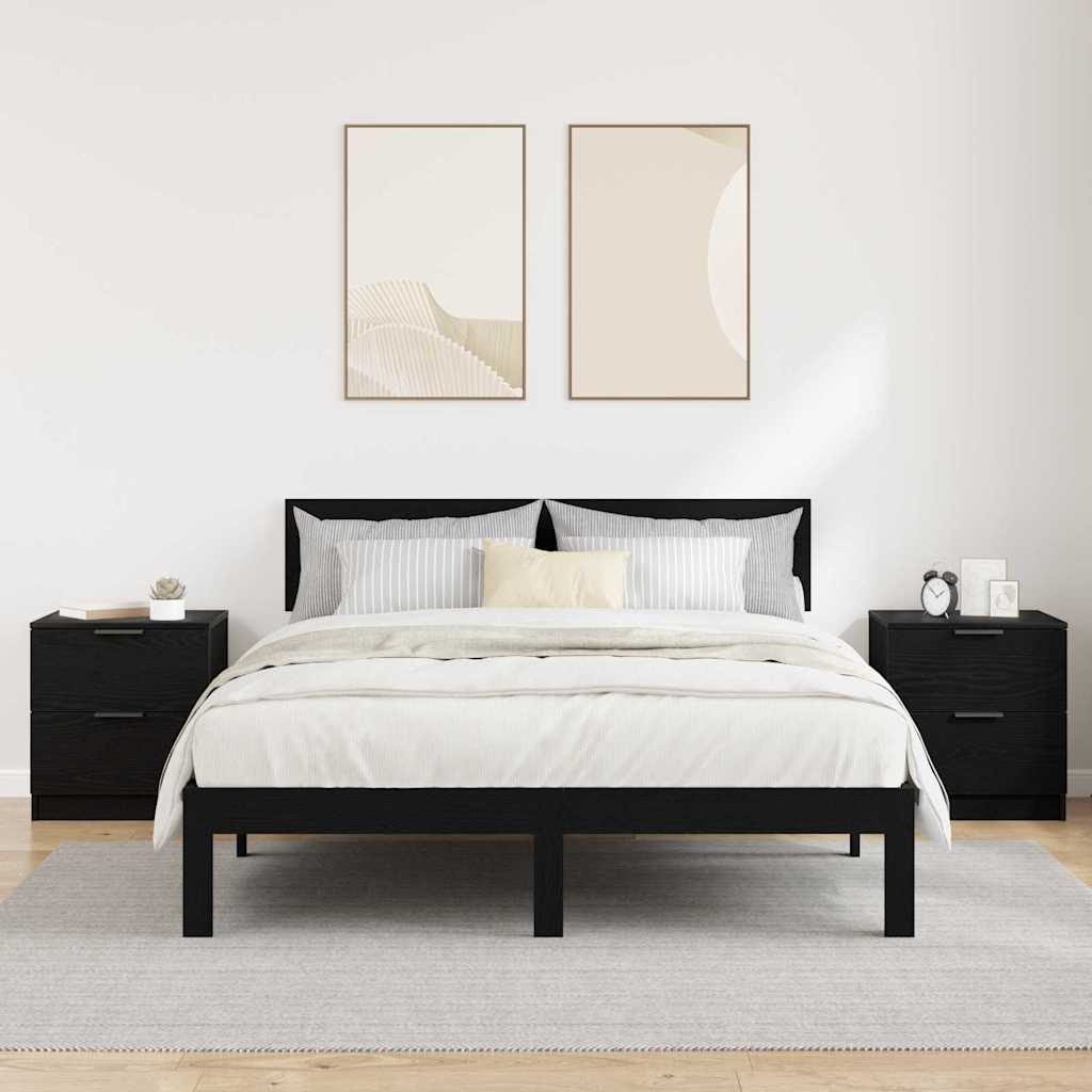 Havreno - Nattduksbord 2 pcs Svart ek 45 x 39 x 50 cm Konstruerat trä