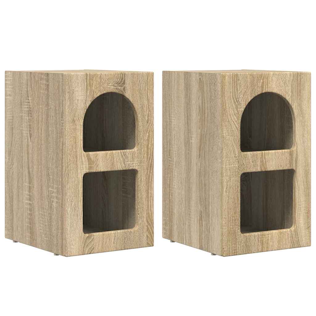 Terlivo - Sängbord 2 pcs Sonoma-ek 29,5 x 35 x 50 cm Konstruerat trä