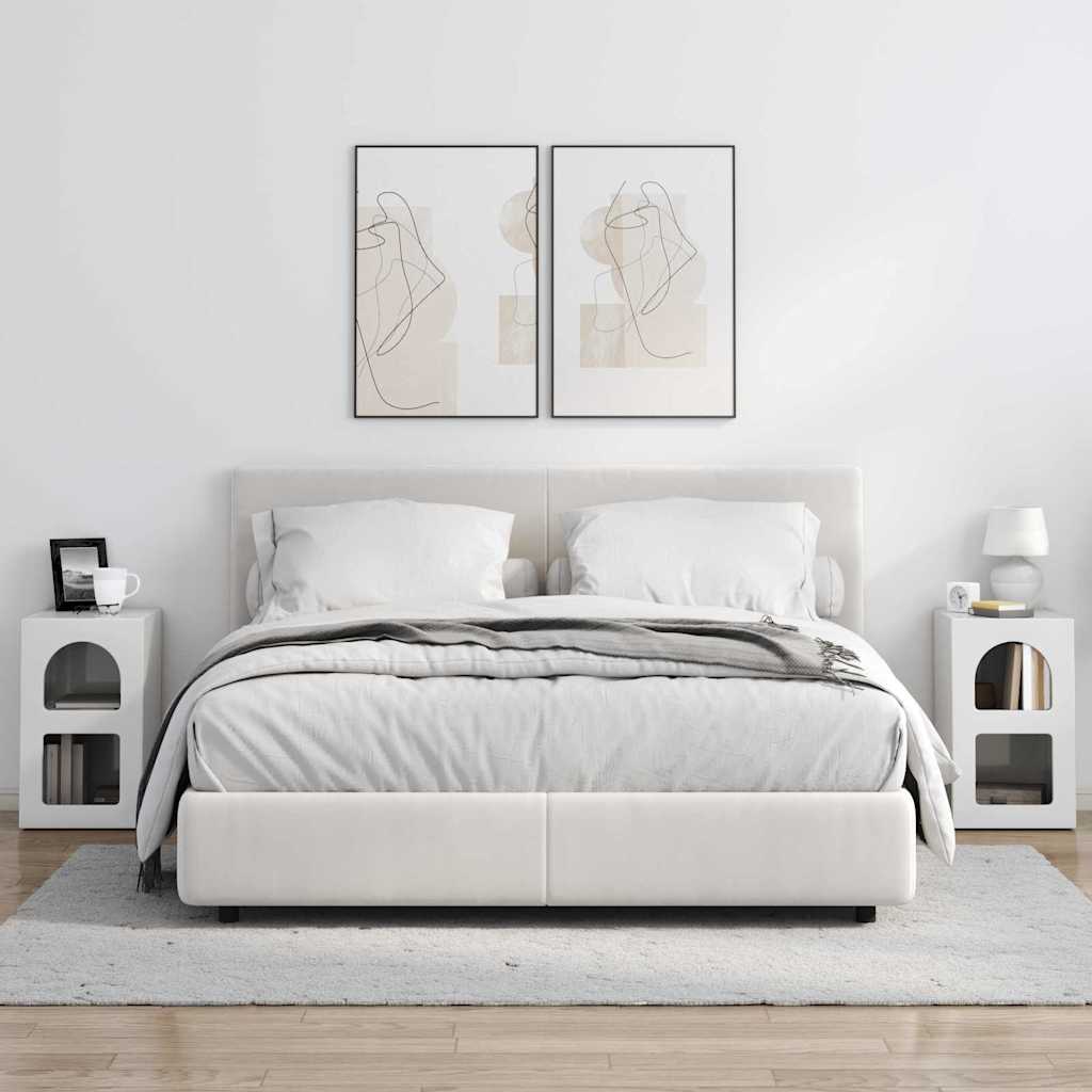 Molvessa - Sängbord 2 pcs Högblanka vita 29,5 x 35 x 50 cm Konstruerat trä