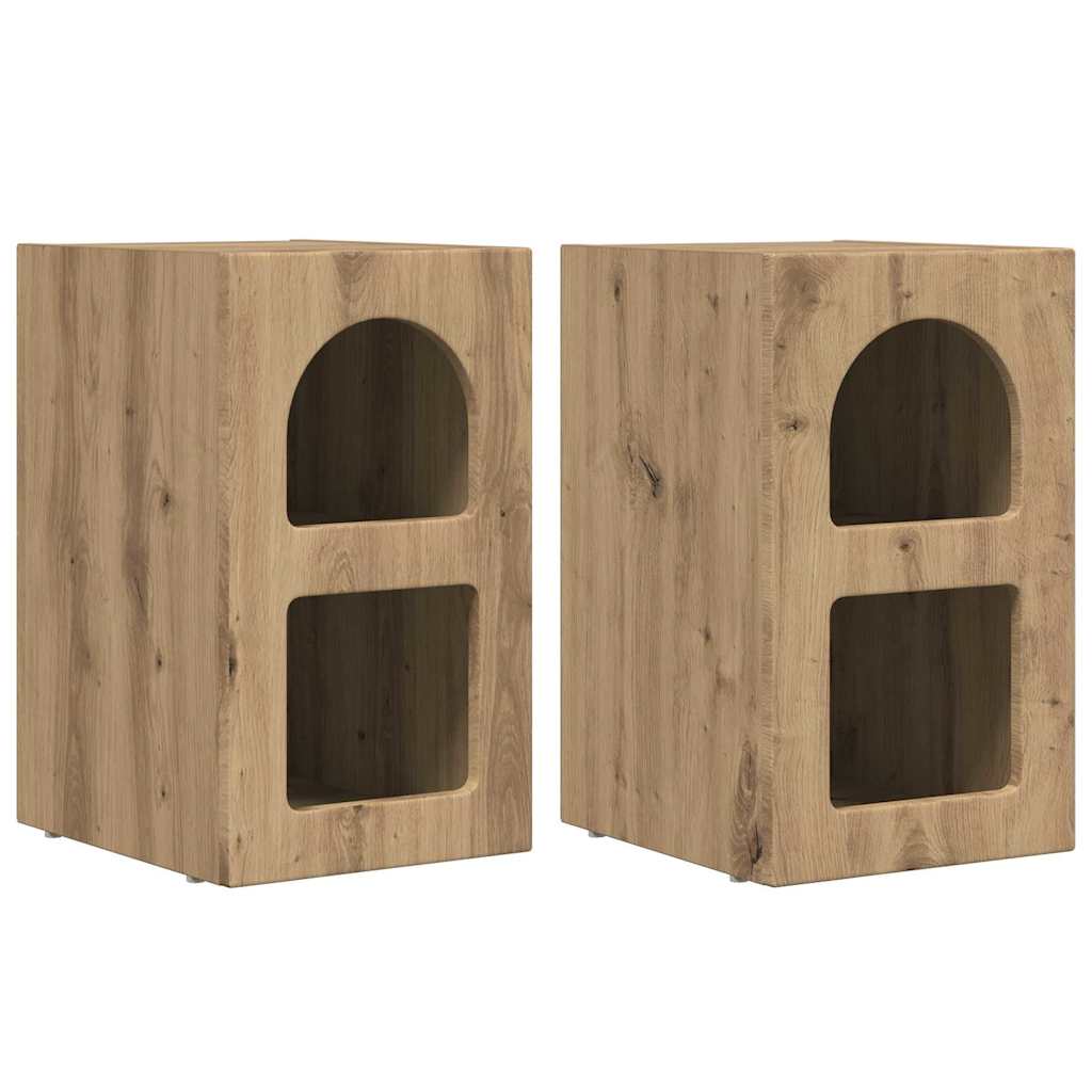 Alverion - Sängbord 2 pcs Artisan Ek 29,5 x 35 x 50 cm Konstruerat trä