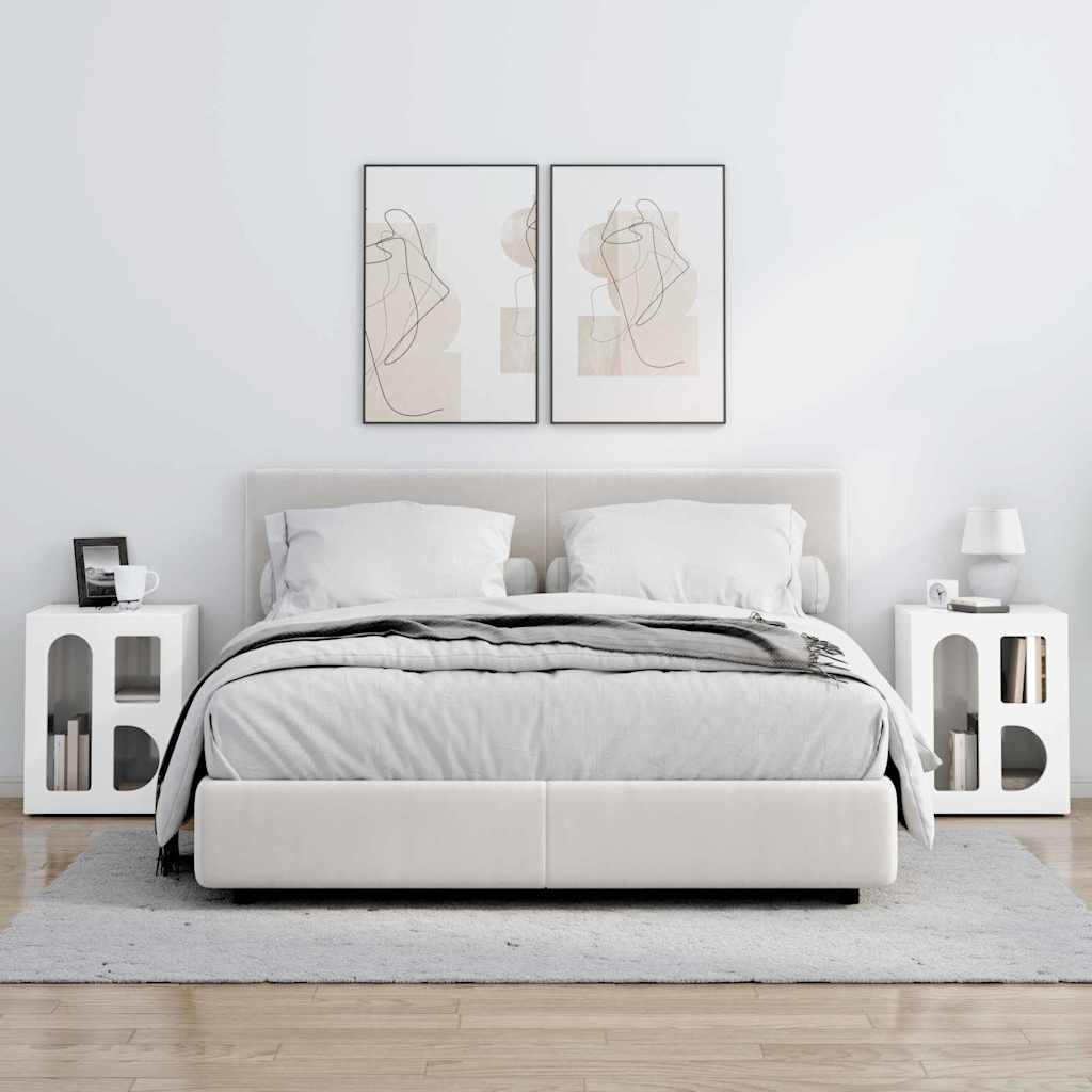 Jorvionoir - Sängbord 2 pcs Högblanka vita 40 x 35 x 50 cm Konstruerat trä