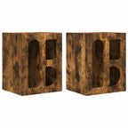 Kelvaso - Sängbord 2 pcs Rökt ek 40 x 35 x 50 cm Konstruerat trä