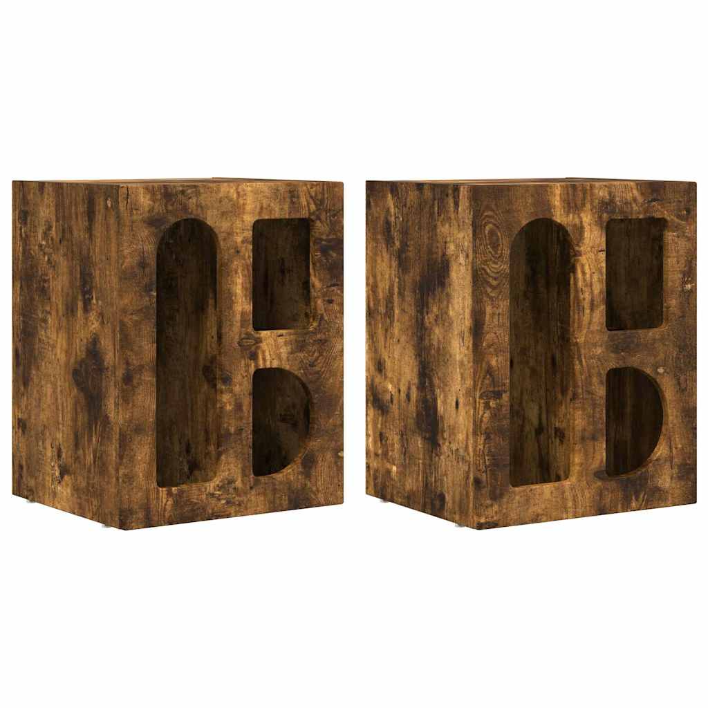 Kelvaso - Sängbord 2 pcs Rökt ek 40 x 35 x 50 cm Konstruerat trä